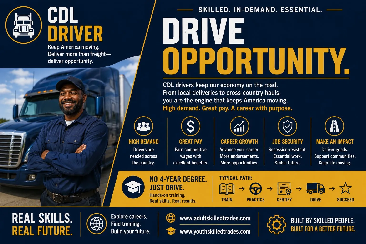 CDL Driver. Drive Opportunity career poster