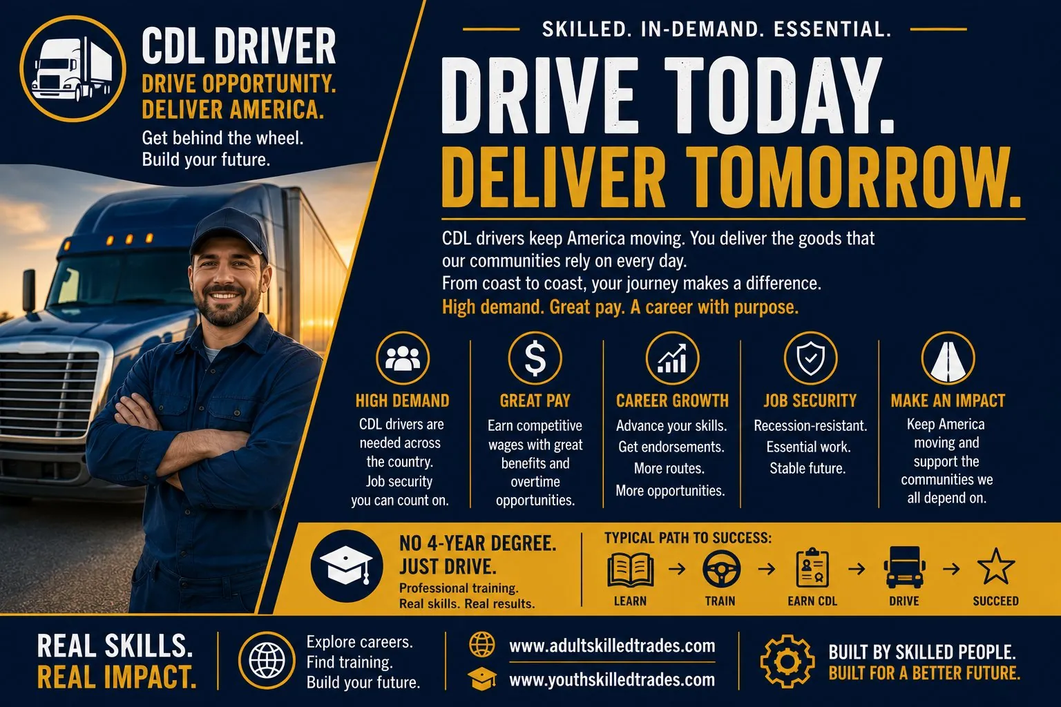 CDL Driver. Drive Today Deliver Tomorrow career poster
