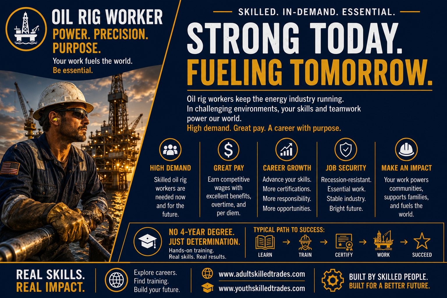 Oil Rig Worker โ Strong Today Fueling Tomorrow career poster