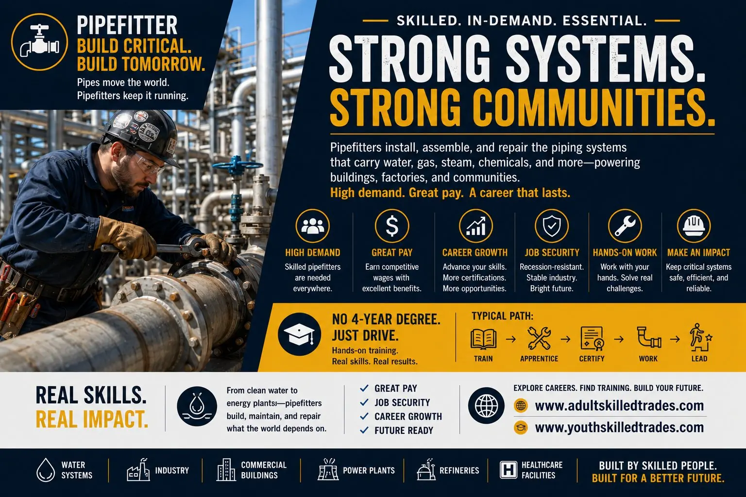 Pipefitter. Strong Systems Strong Communities career poster