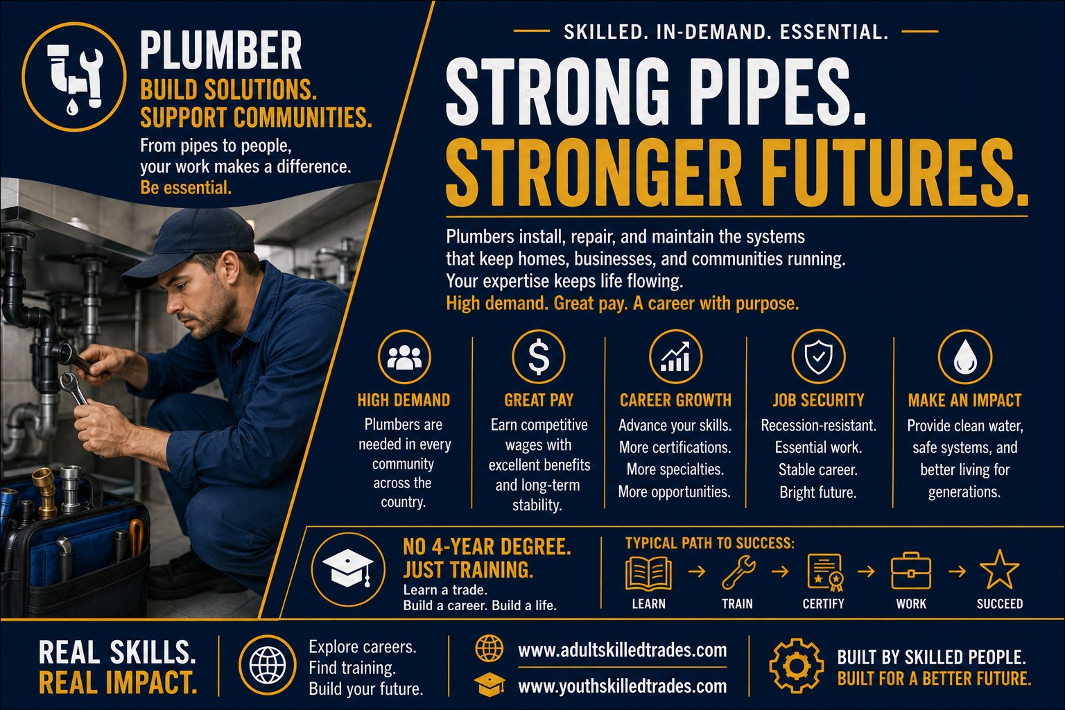 Plumber — Strong Pipes Stronger Futures career poster