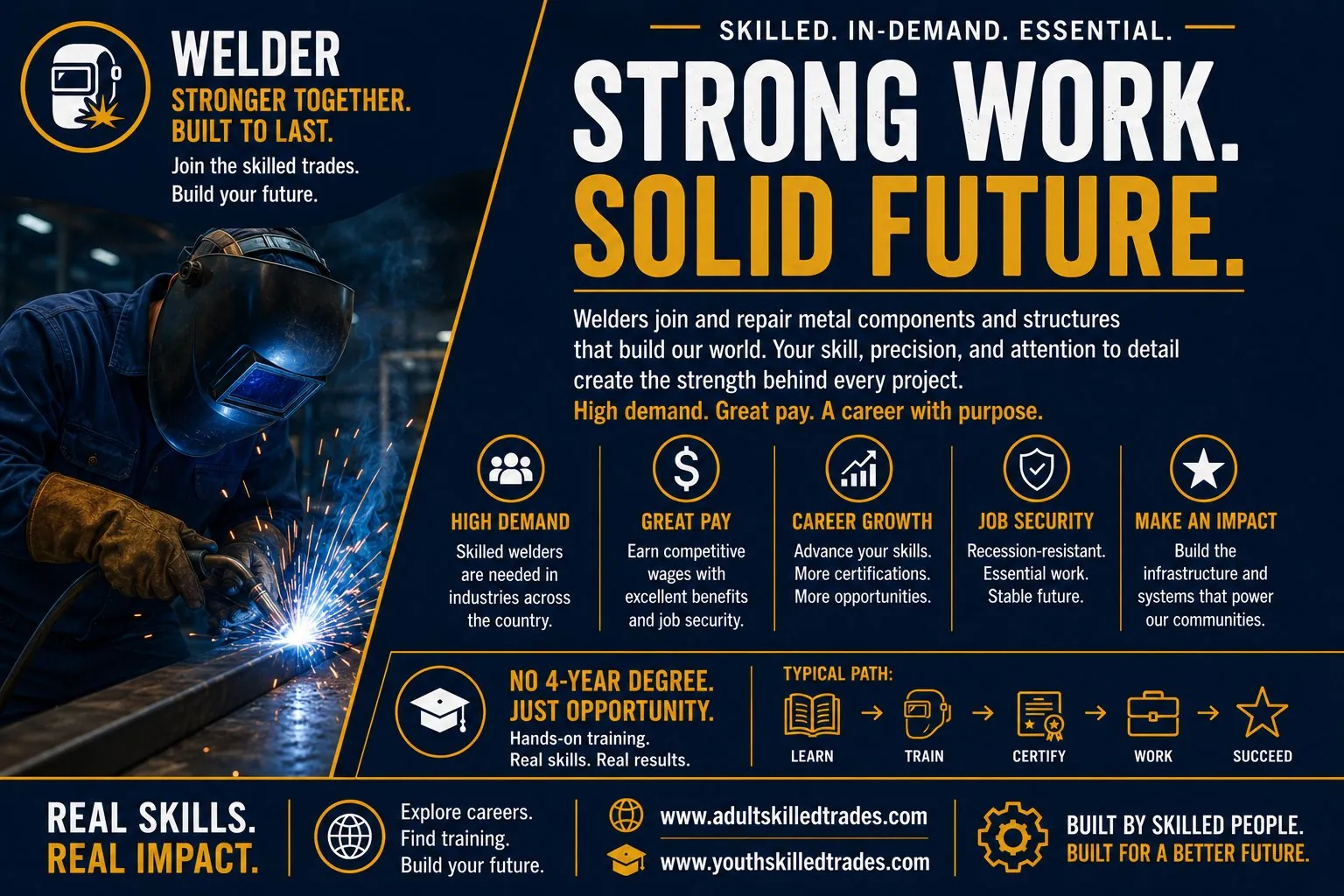 Welder. Strong Work Solid Future career poster